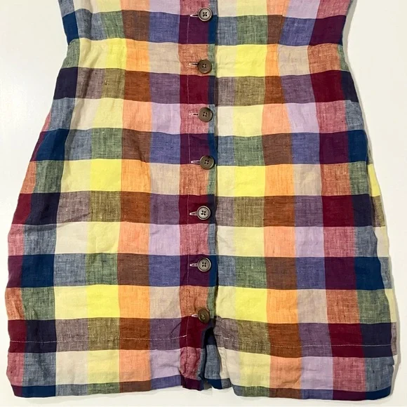 Aritzia Wilfred Ducharme Linen Button Down Plaid Mini Dress 6 - Picture 4 of 9